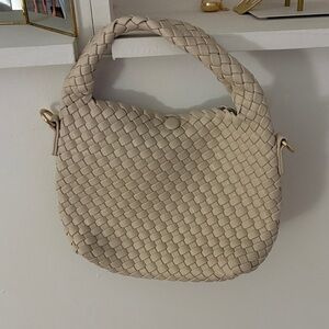 Beige Woven Shoulder Bag